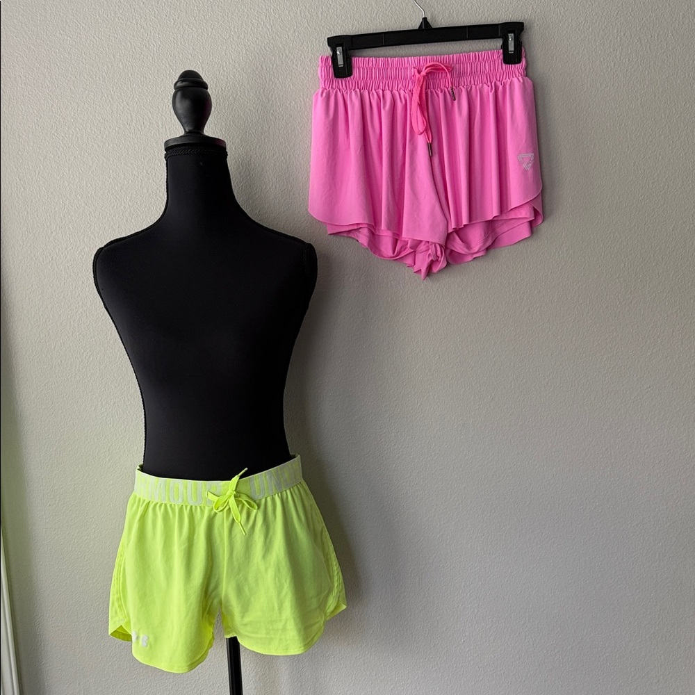 Bright Pink and yellow Athletic Shorts